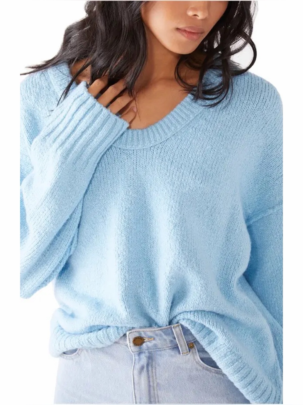 Free People Brookside Tunic Sweater Starlight Sky Blue